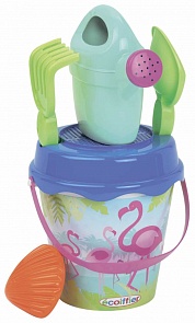 Ведерко с аксессуарами для песочницы Фламинго (Ecoiffier, ECO680)